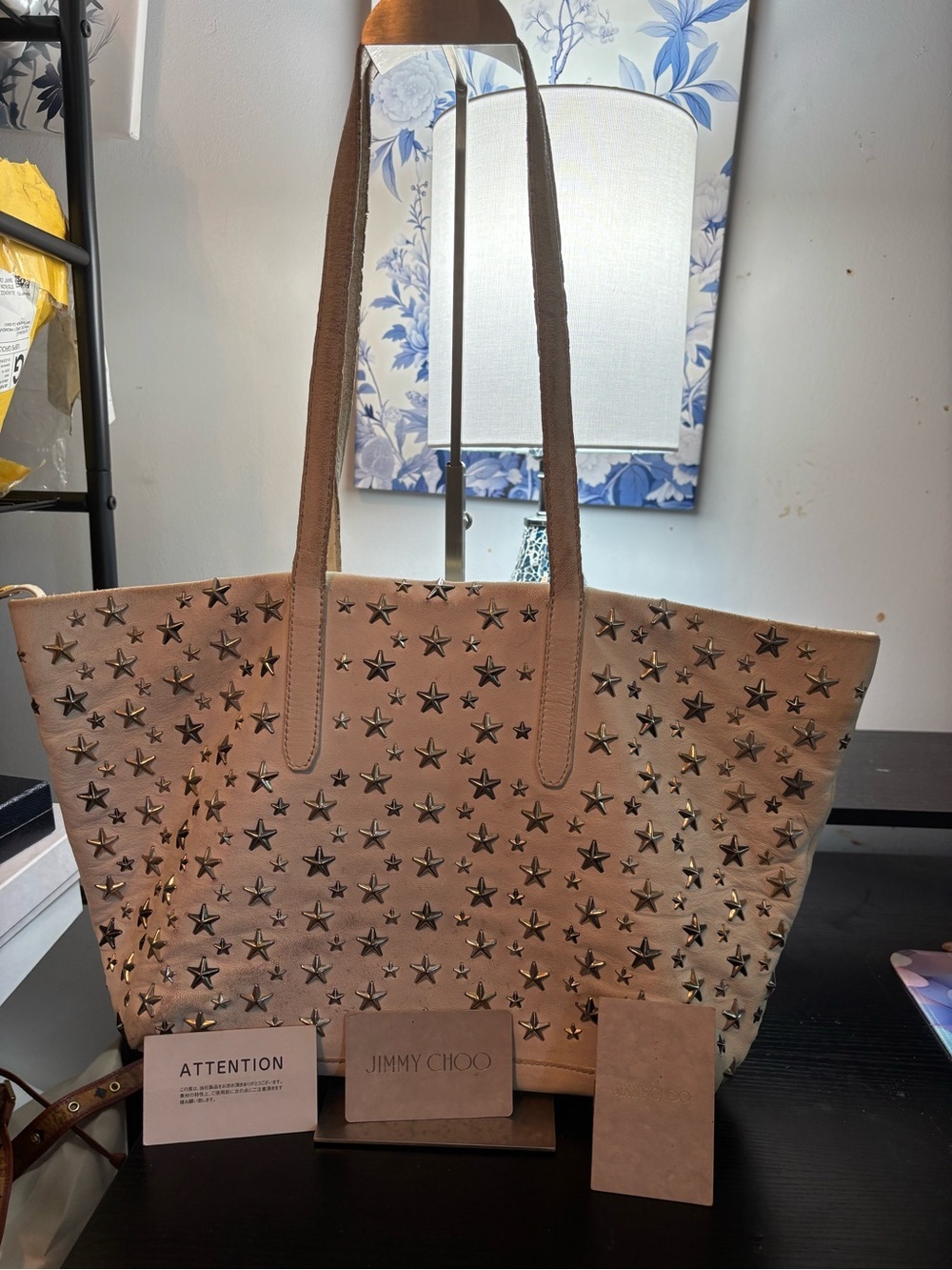 Authentic Jimmy Choo Sasha Star Studded Tote – Soft Leather